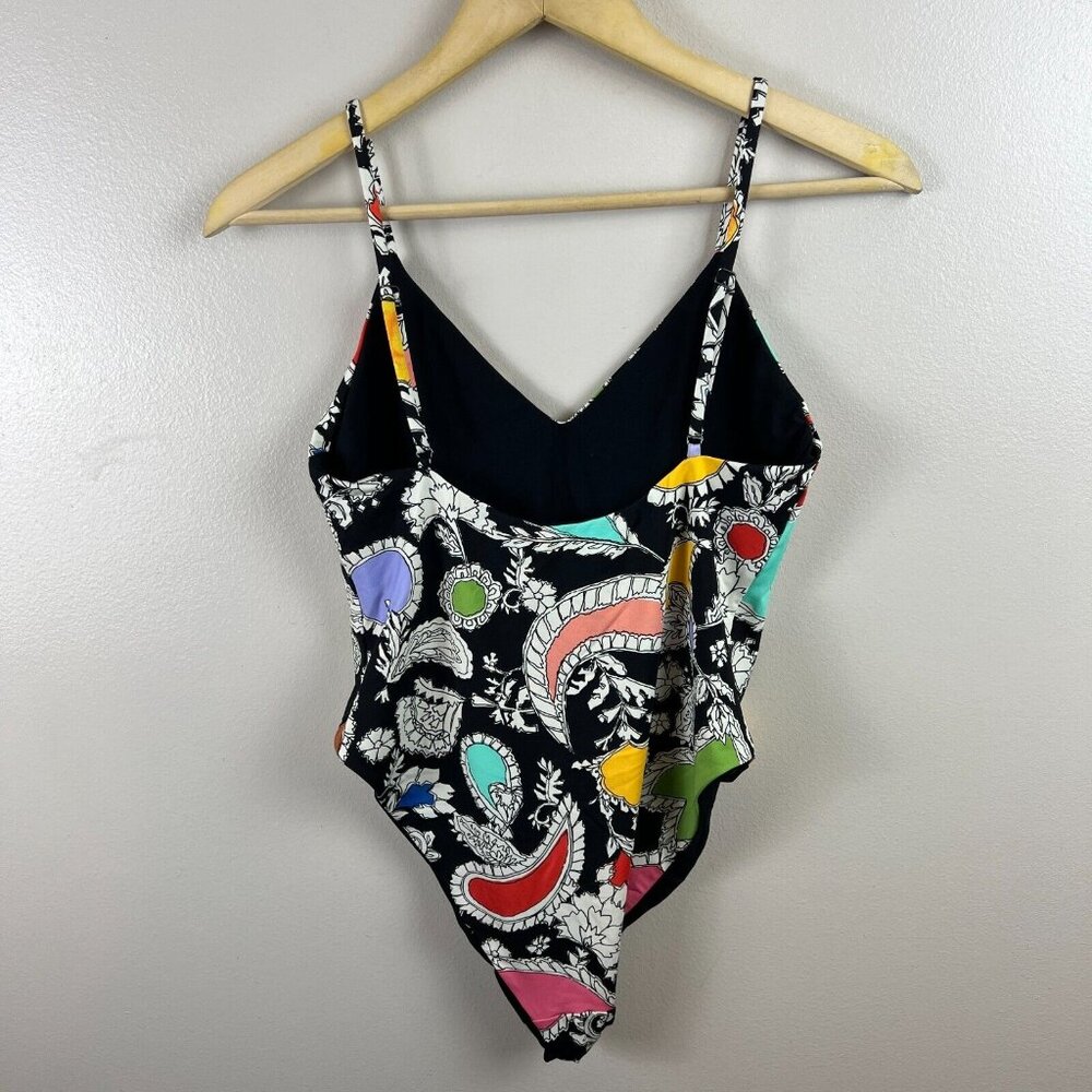 Mara Hoffman Chrishell One Piece Swimsuit Size Medium Paisley Jewel Black Beach - Picture 3 of 11